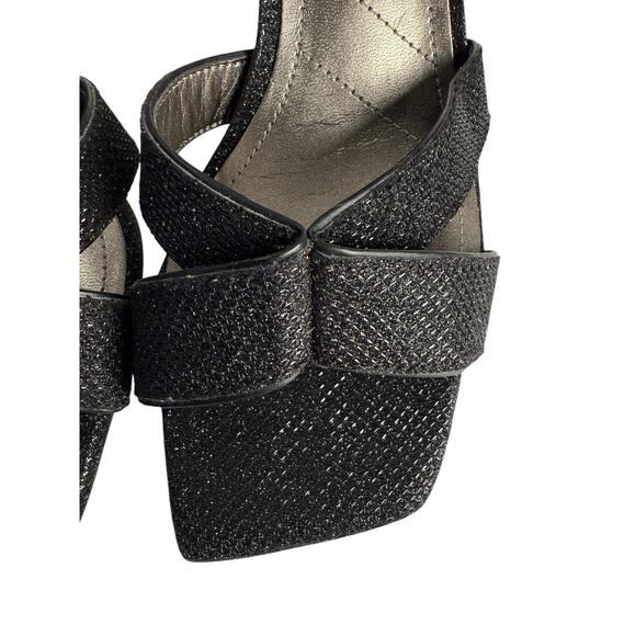 Franco Sarto Women's Size 6 Rania 2 Stilleto Square Cut‎ Out Heels Black Shimmer - Picture 3 of 10